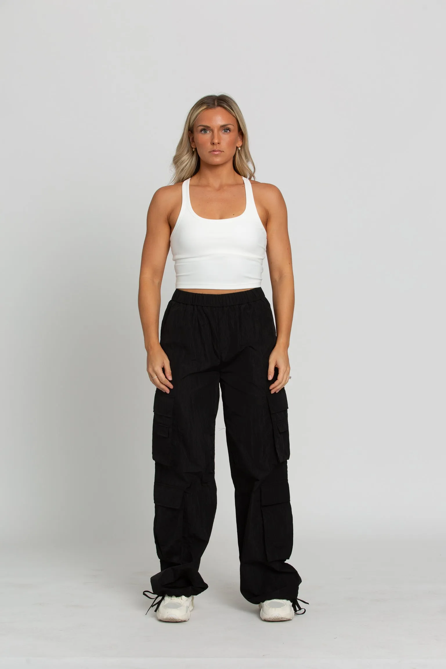 Shiny Black Parachute Pants