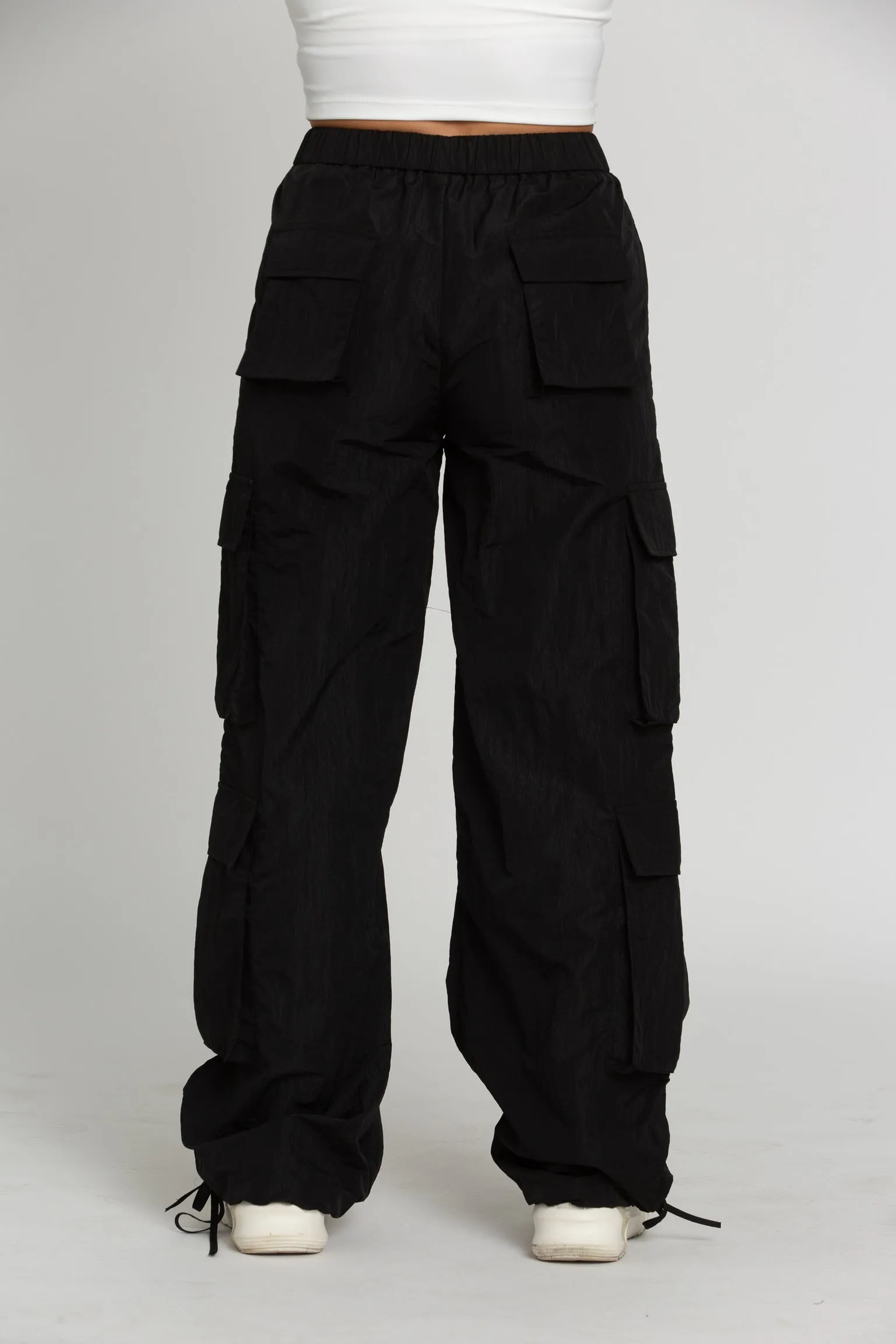 Shiny Black Parachute Pants