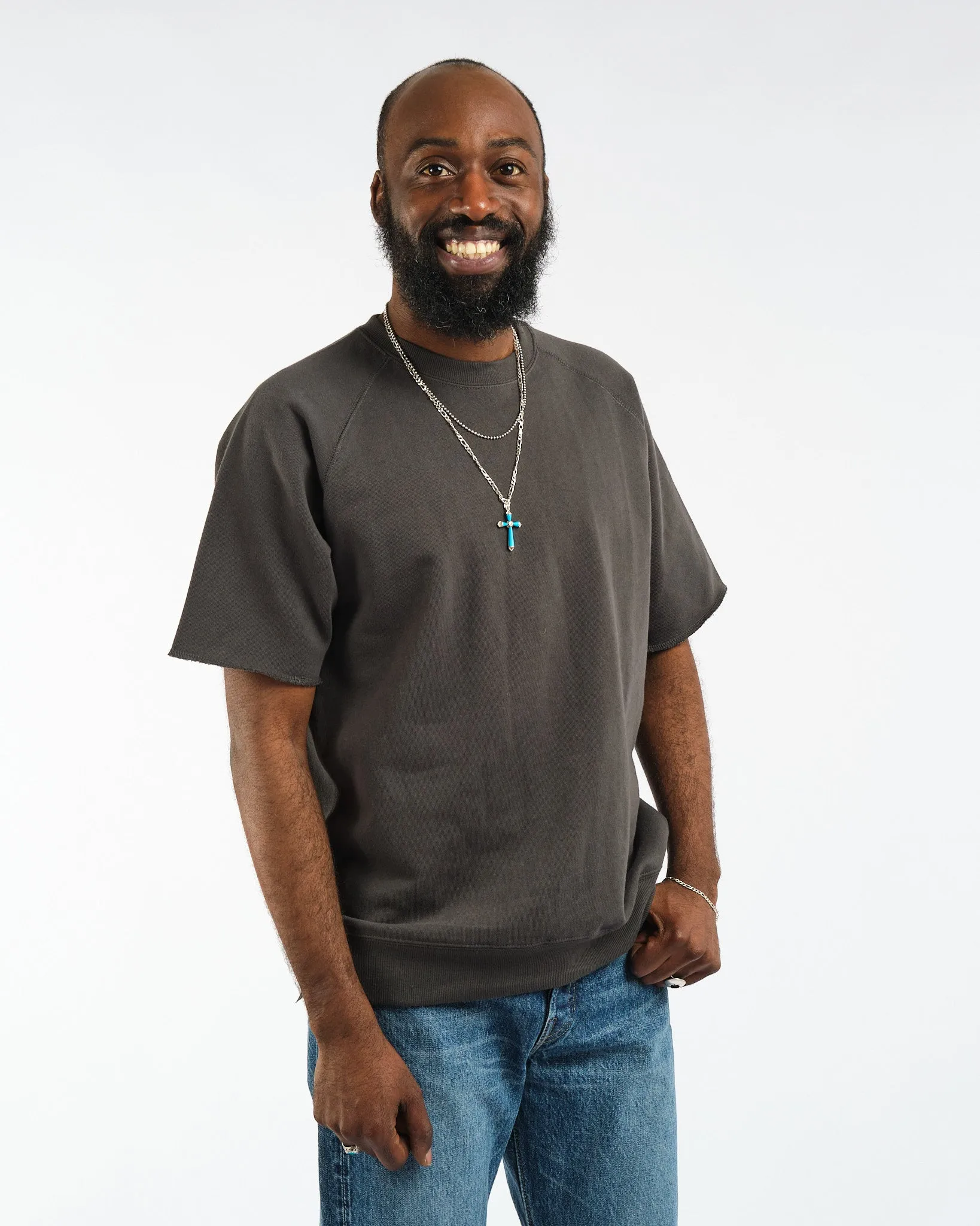 Short Sleeve Sweat Cut-Off Black