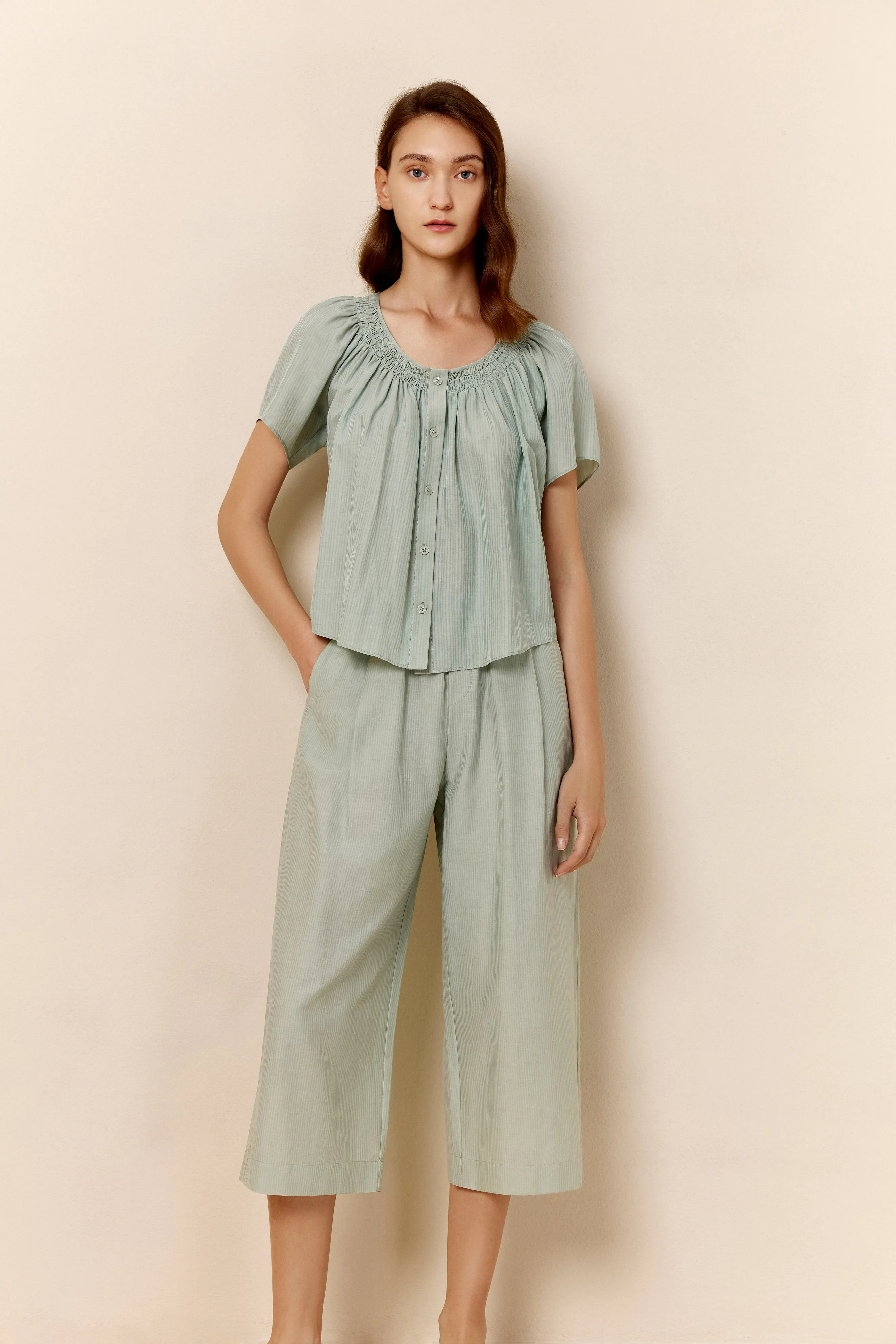 Silk Cotton Straight Leg Pants
