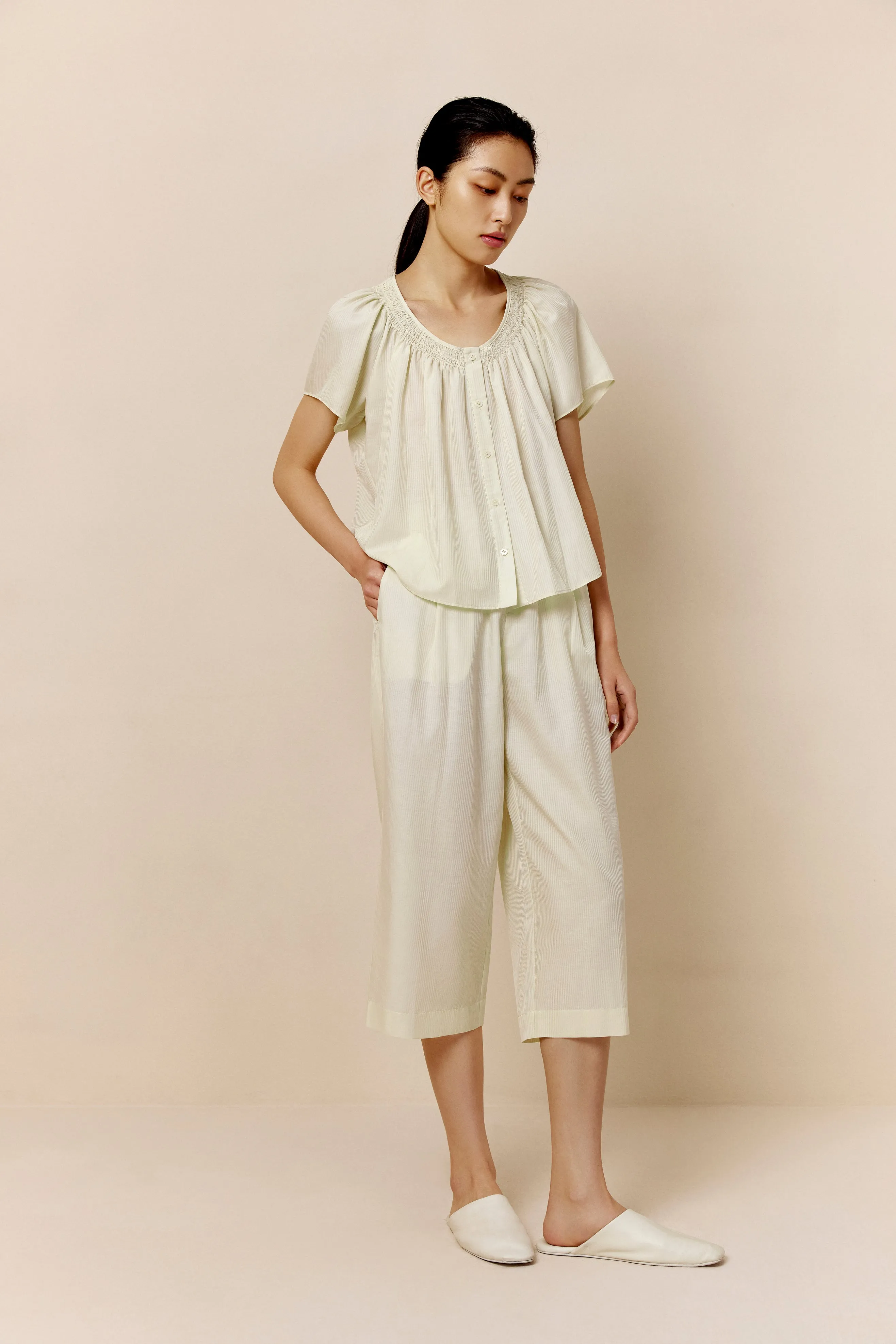 Silk Cotton Straight Leg Pants