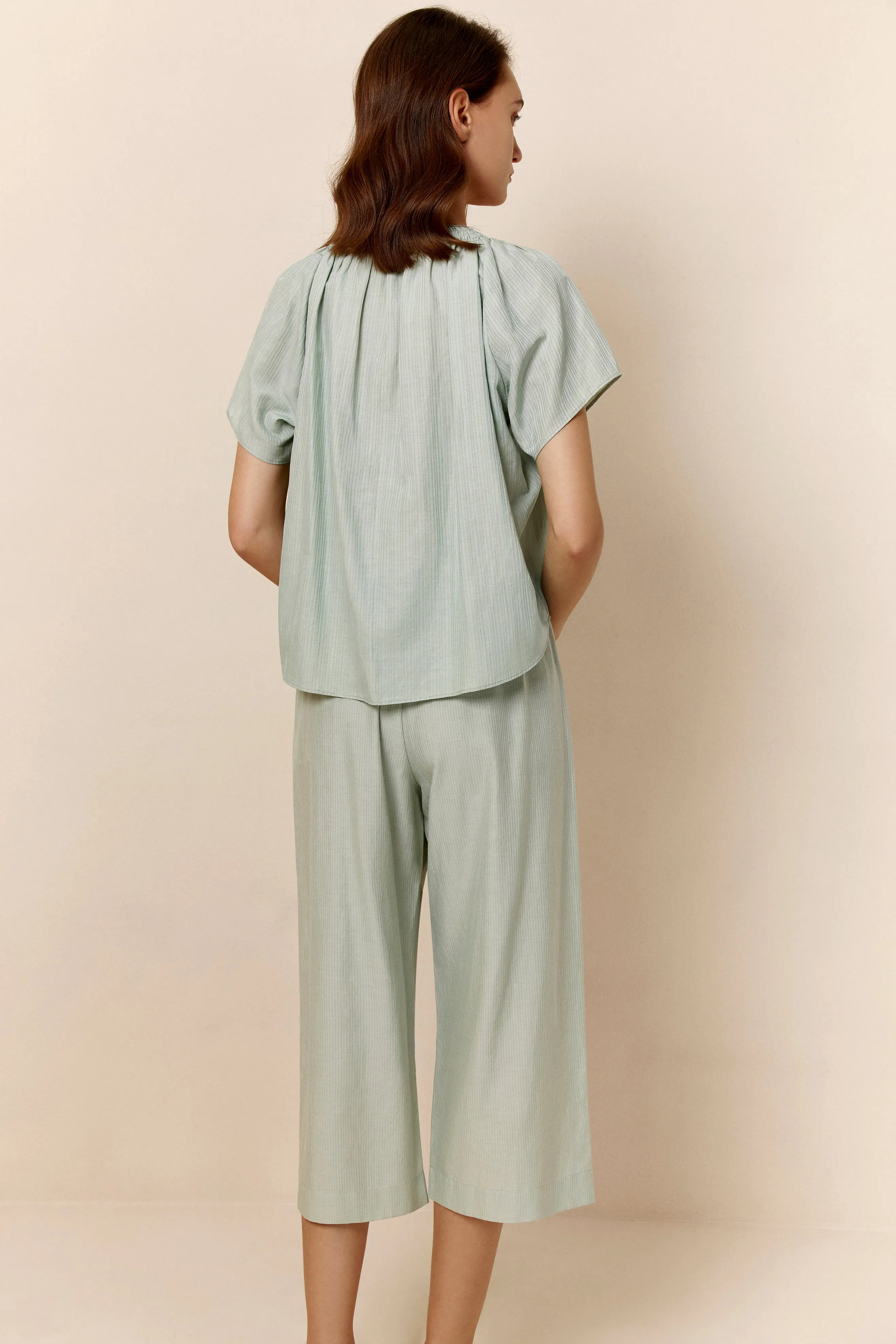 Silk Cotton Straight Leg Pants