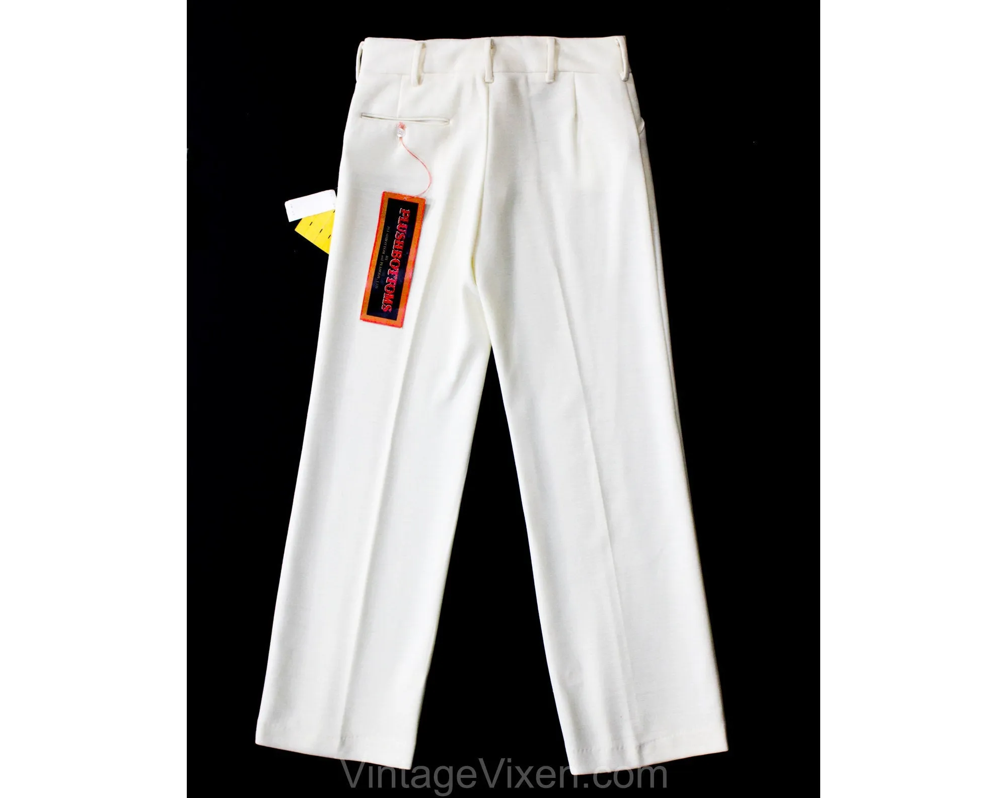 Size 10 Cream Wool Tailored Pant - Late 60s 70s Offwhite Knit Trousers by Plushbottom & Peabody - Medium 1960s Ivory Wool Blend - Waist 30