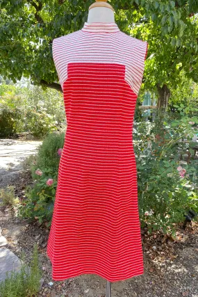 SOLD 60s Red White Striped Mod Dress, Sleeveless Dress S