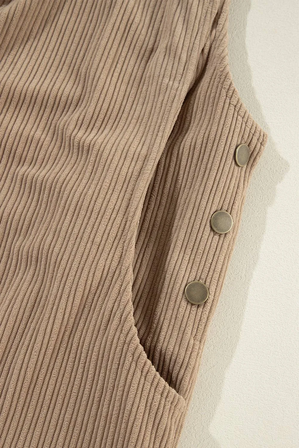 Solid Pocketed Corduroy Overalls