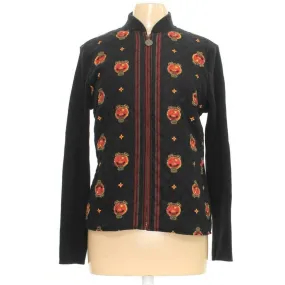 Tabi Vintage Diamond Quilted Embroidered Front Zip up Cardigan Medium