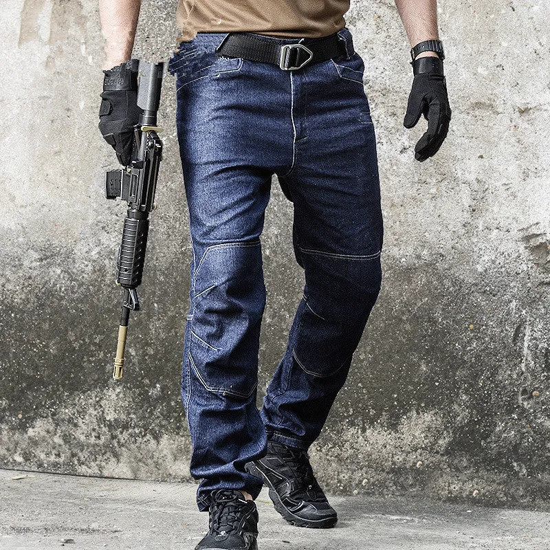 Tactical Men Combat Cargo Multi Pockets Denim Pants