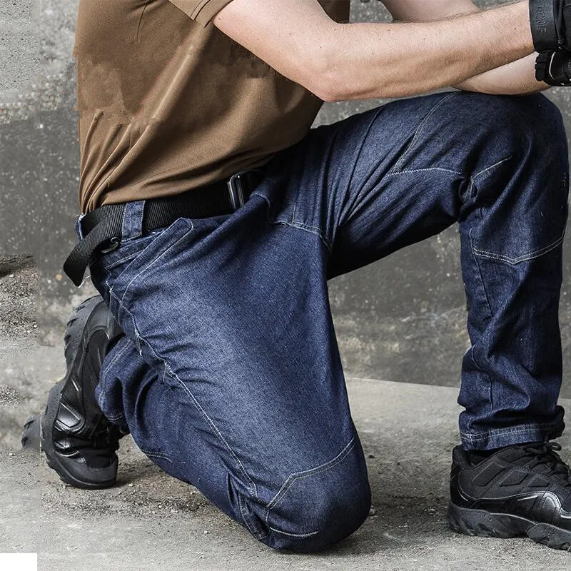 Tactical Men Combat Cargo Multi Pockets Denim Pants