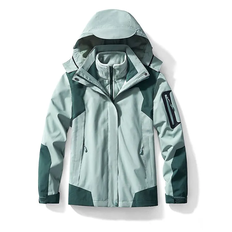 Unisex Winter Sport Hiking Mountain Filling Cotton Polar Fleece Three in One Outdoor Hiking Jacket |