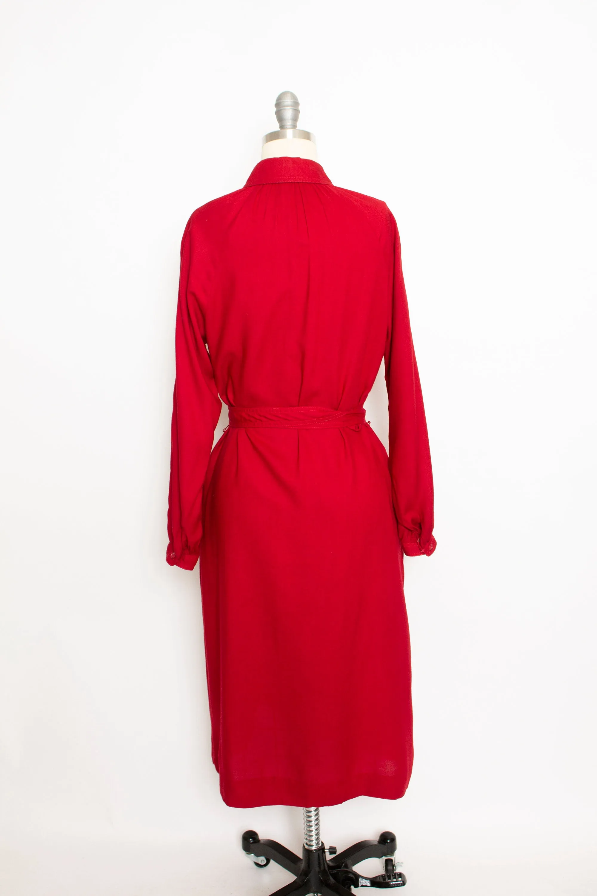 Vintage 1970s Dress Red Cotton Shirt Tent Day 70s Small S