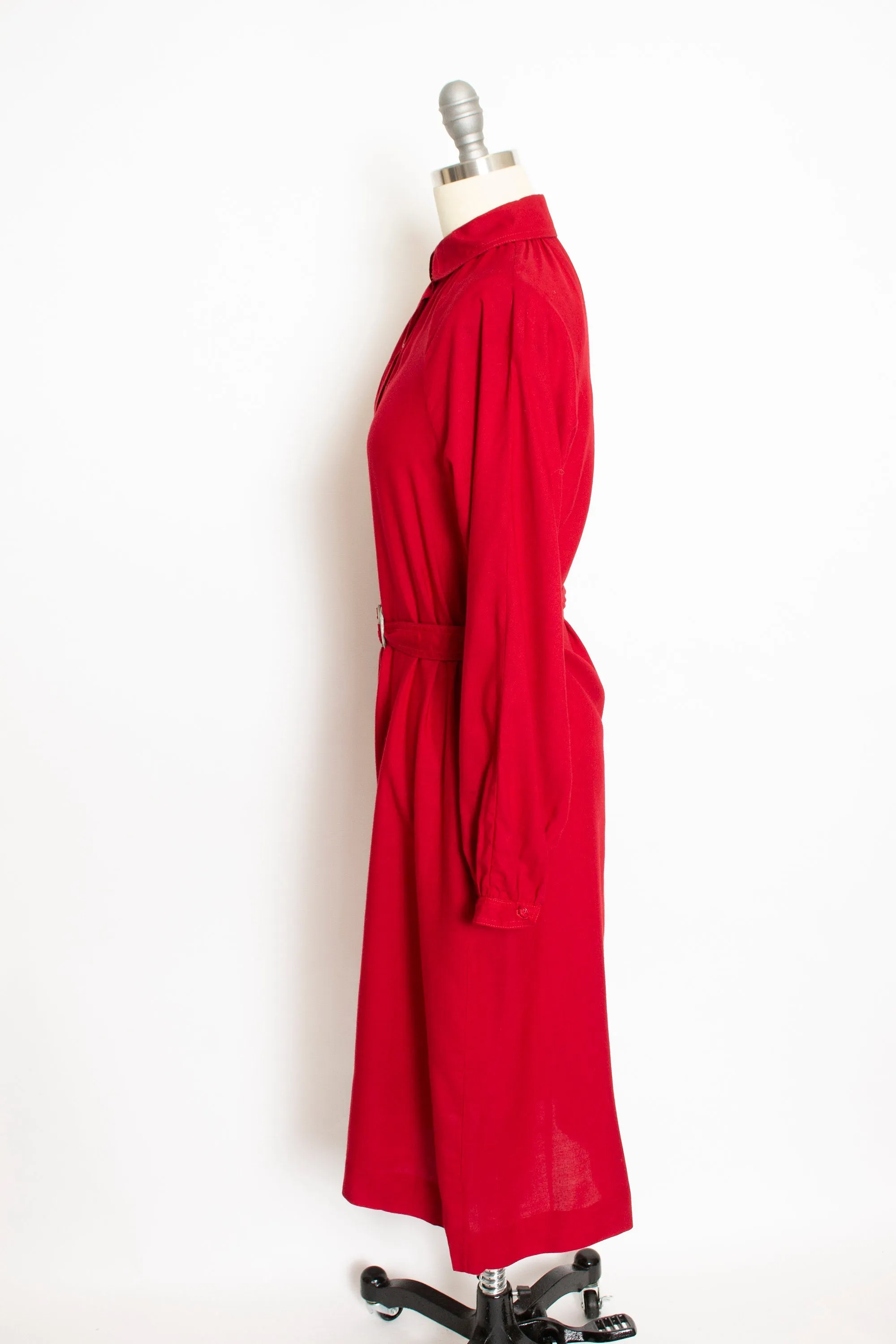 Vintage 1970s Dress Red Cotton Shirt Tent Day 70s Small S