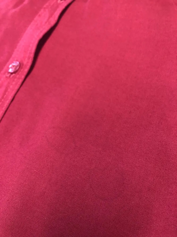 Vintage 1970s Dress Red Cotton Shirt Tent Day 70s Small S
