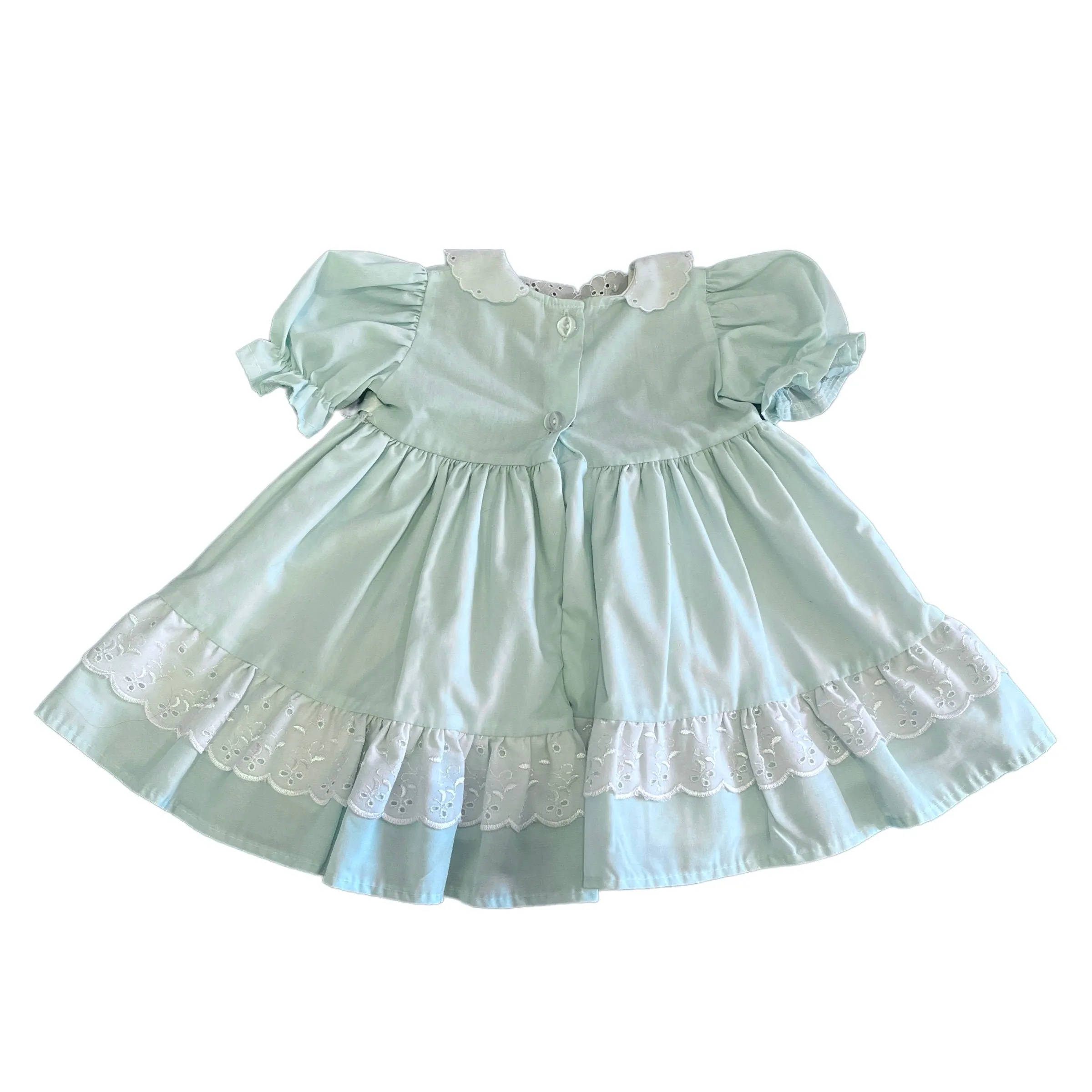Vintage 1980s Light Green Ruffle Dress 6-9 Months