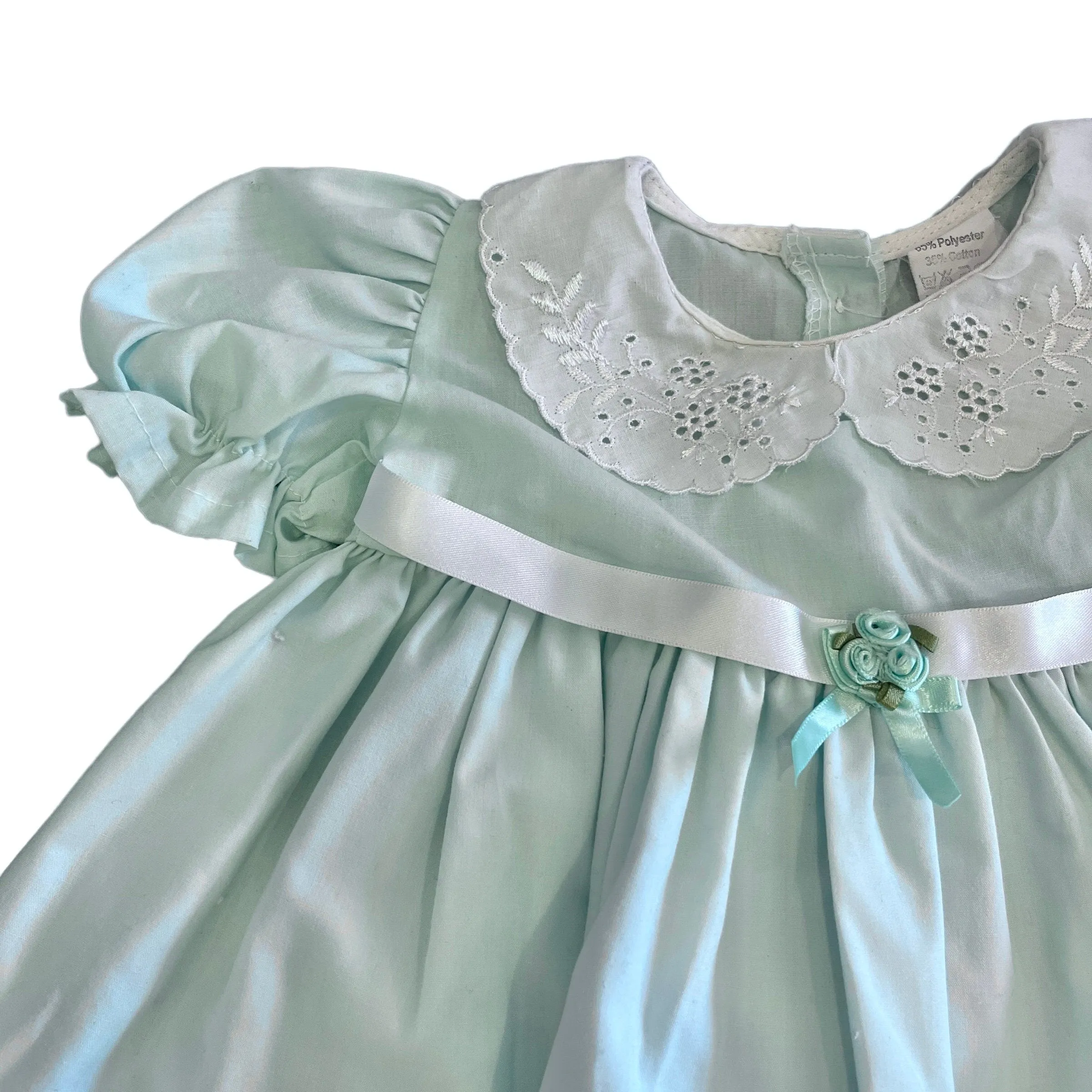 Vintage 1980s Light Green Ruffle Dress 6-9 Months