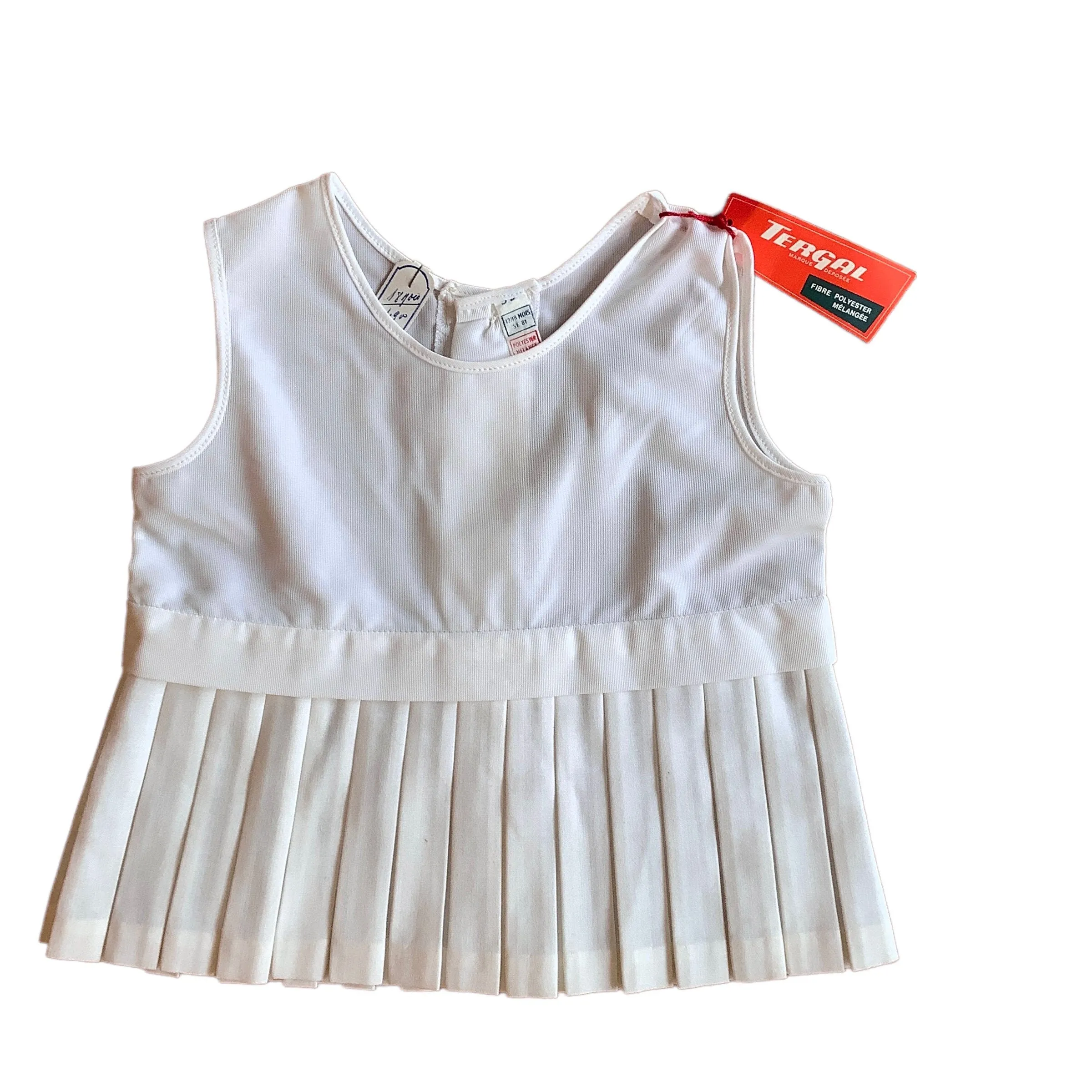Vintage 60's White Pleated  Petticoat Dress 12-18M