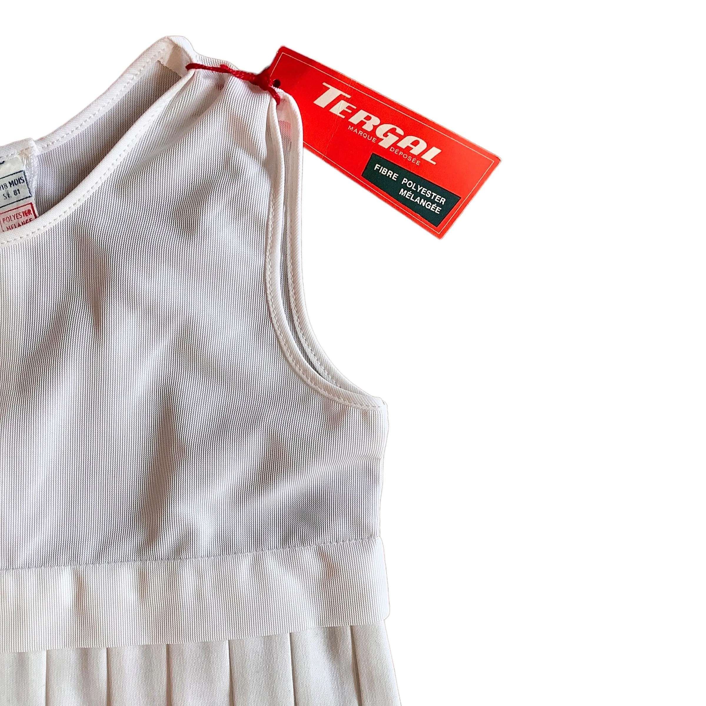 Vintage 60's White Pleated  Petticoat Dress 12-18M