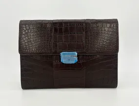 Vintage Bergdorf Goodman Brown Alligator Portfolio Briefcase Clutch c1990s