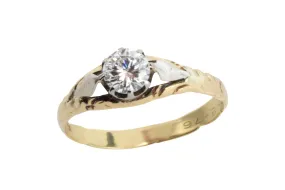 Vintage diamond solitaire ring in yellow and white gold