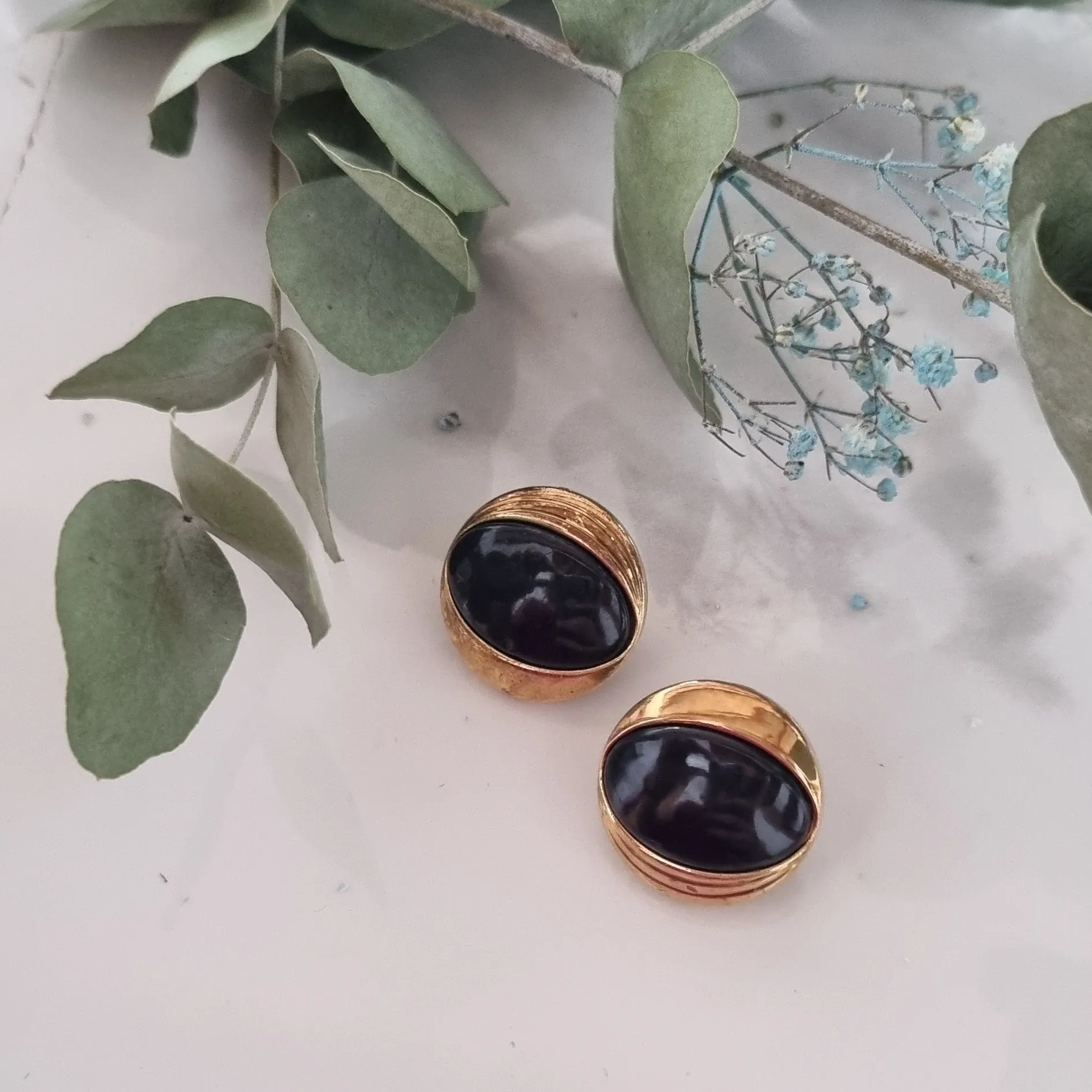 Vintage earrings - Black/gold