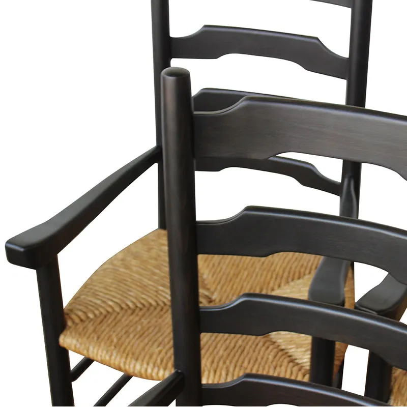 Vintage Ladderback Armchairs with Rush Seats