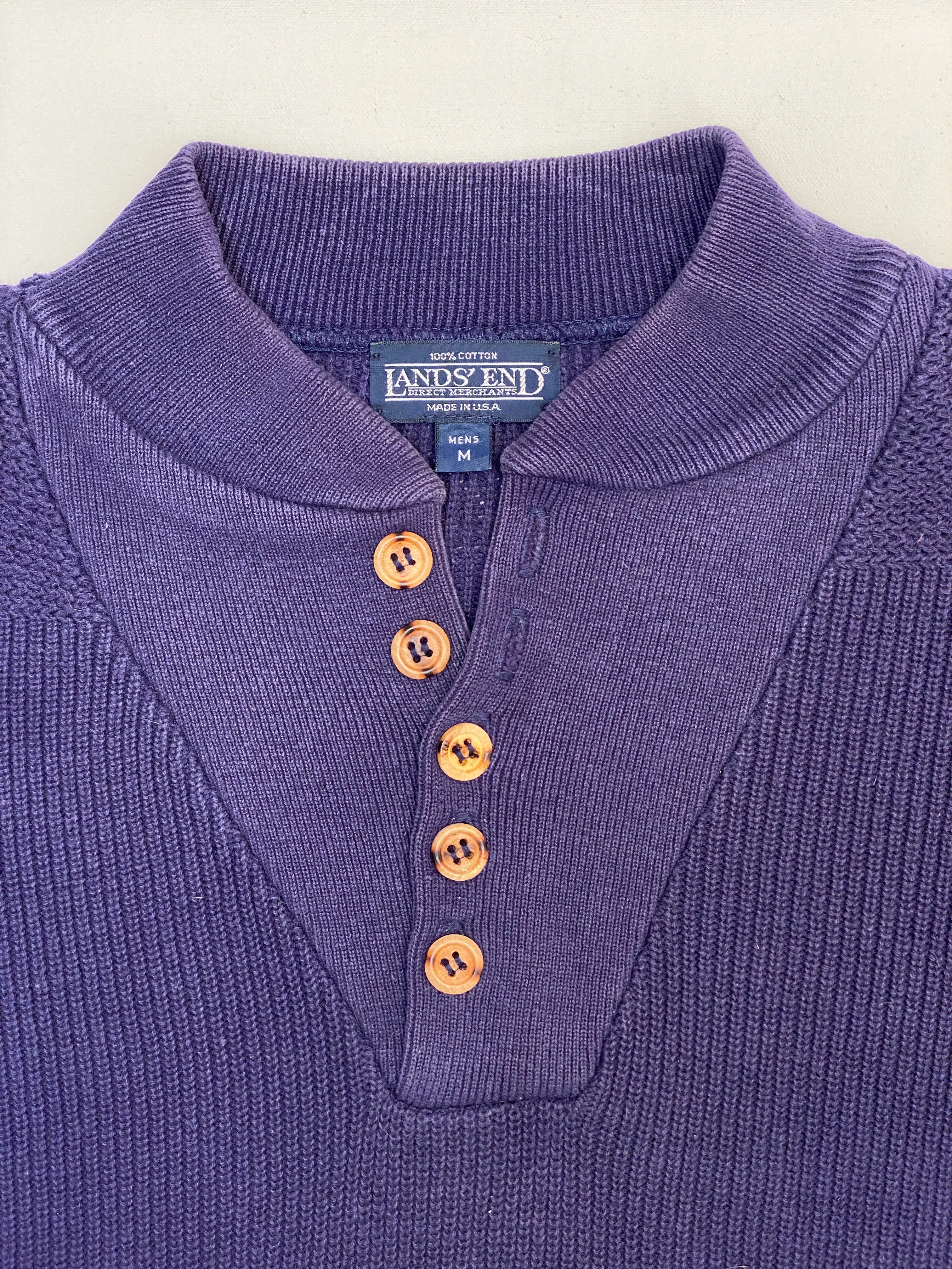 Vintage Lands' End Made in USA Nautical Fisherman Knit Sweater (Medium)
