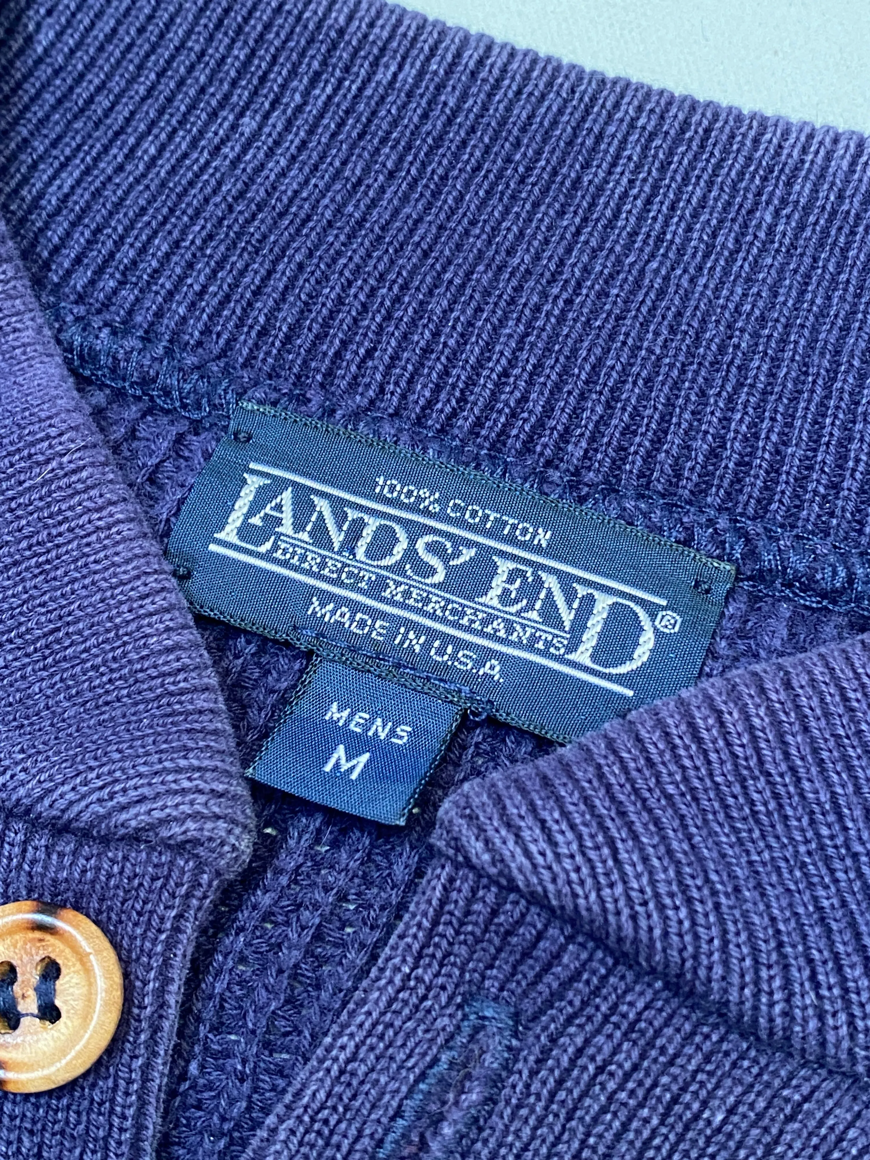 Vintage Lands' End Made in USA Nautical Fisherman Knit Sweater (Medium)