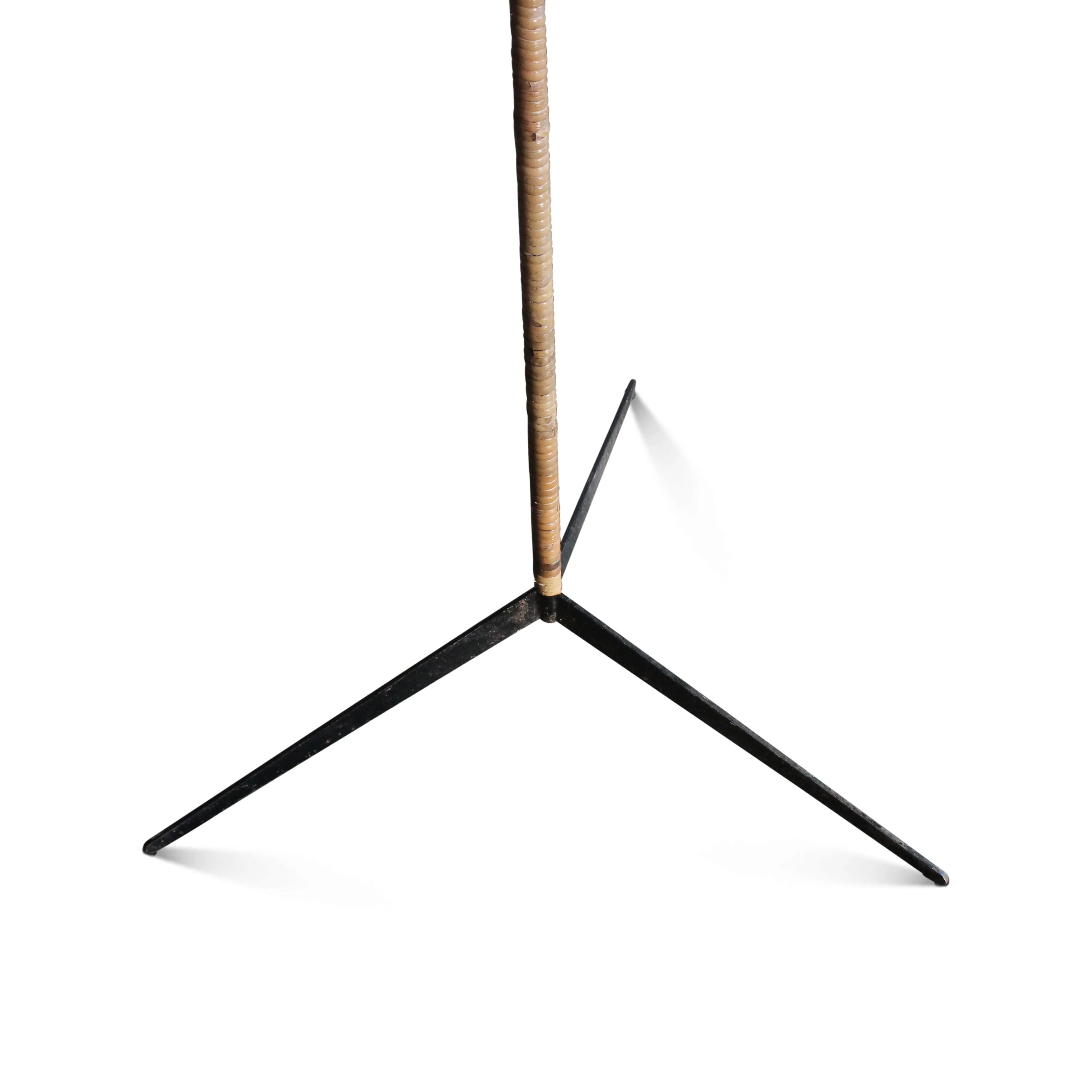 Vintage Rattan Wrapped Iron Floor Lamp, France, 1950s
