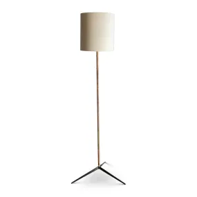 Vintage Rattan Wrapped Iron Floor Lamp, France, 1950s