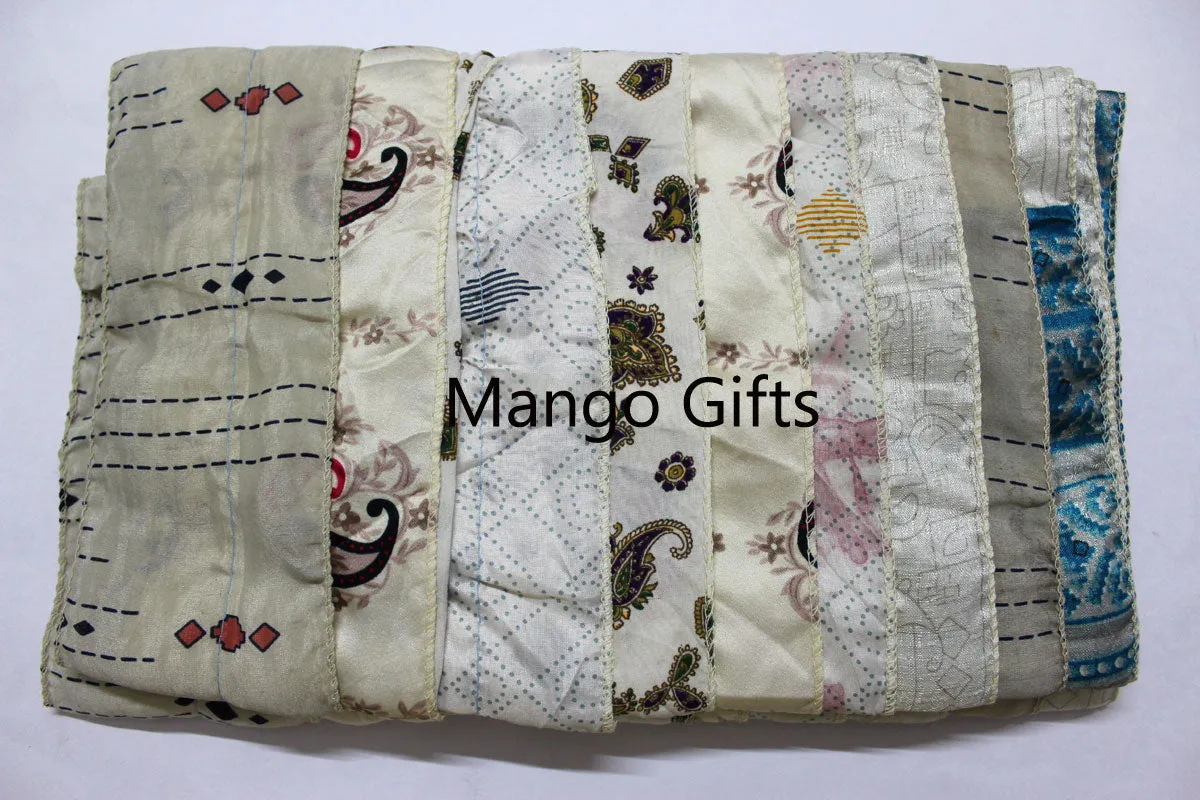 Vintage Silk Indian Sari Recycled Scarves Stole Patchwork Scarf Wholesale Lots High Quality