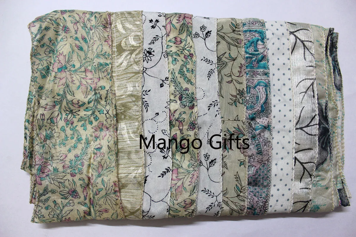 Vintage Silk Indian Sari Recycled Scarves Stole Patchwork Scarf Wholesale Lots High Quality