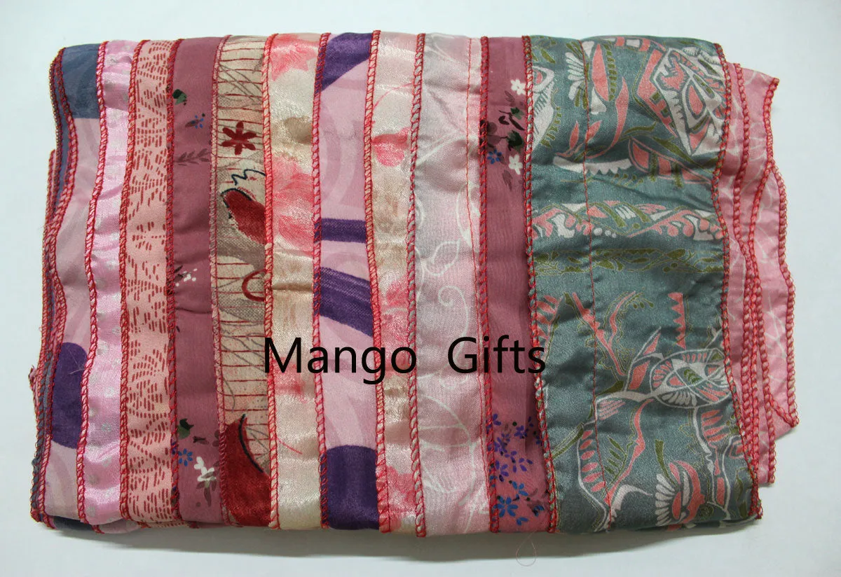 Vintage Silk Indian Sari Recycled Scarves Stole Patchwork Scarf Wholesale Lots High Quality