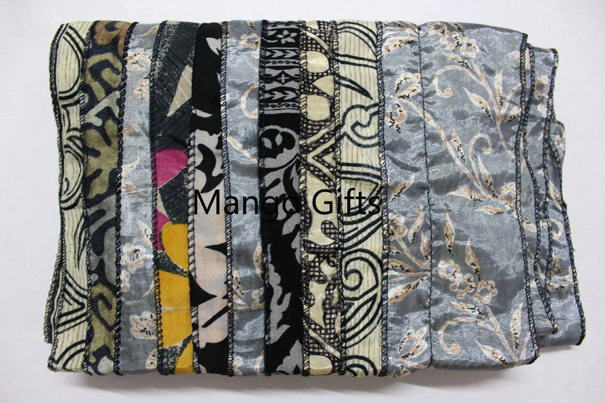 Vintage Silk Indian Sari Recycled Scarves Stole Patchwork Scarf Wholesale Lots High Quality