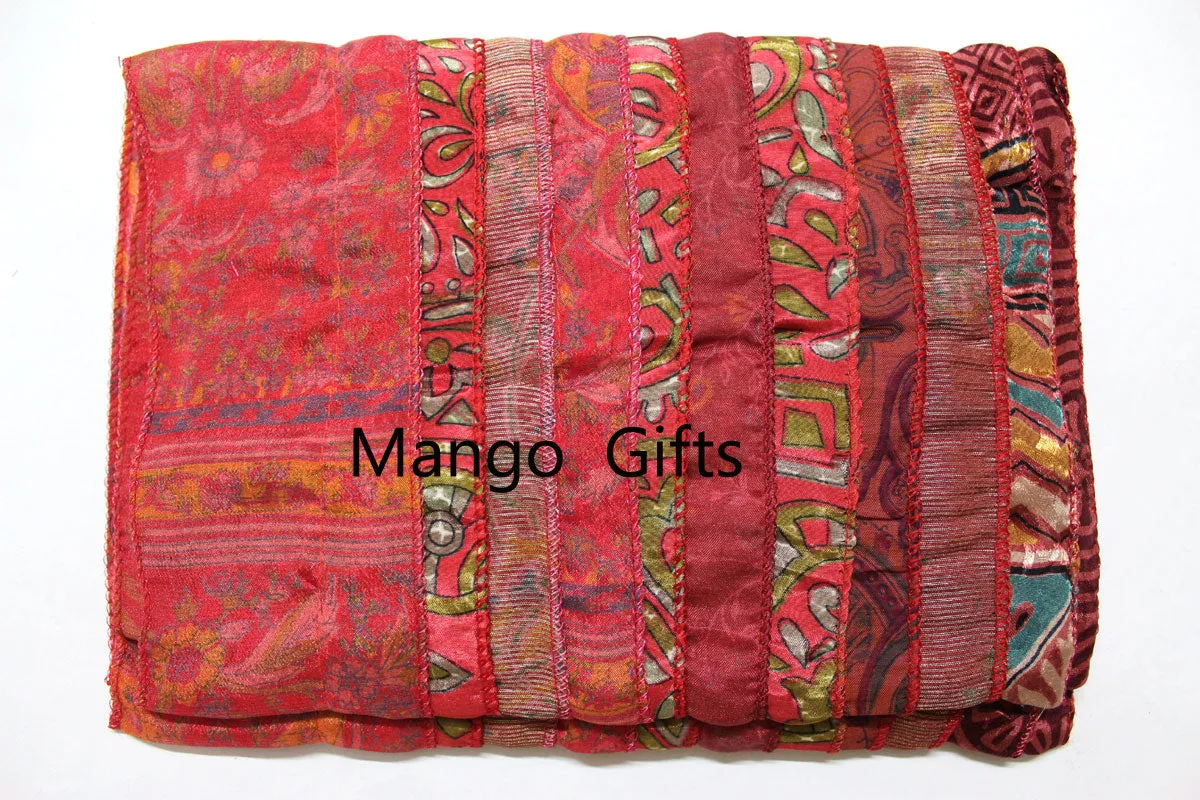 Vintage Silk Indian Sari Recycled Scarves Stole Patchwork Scarf Wholesale Lots High Quality