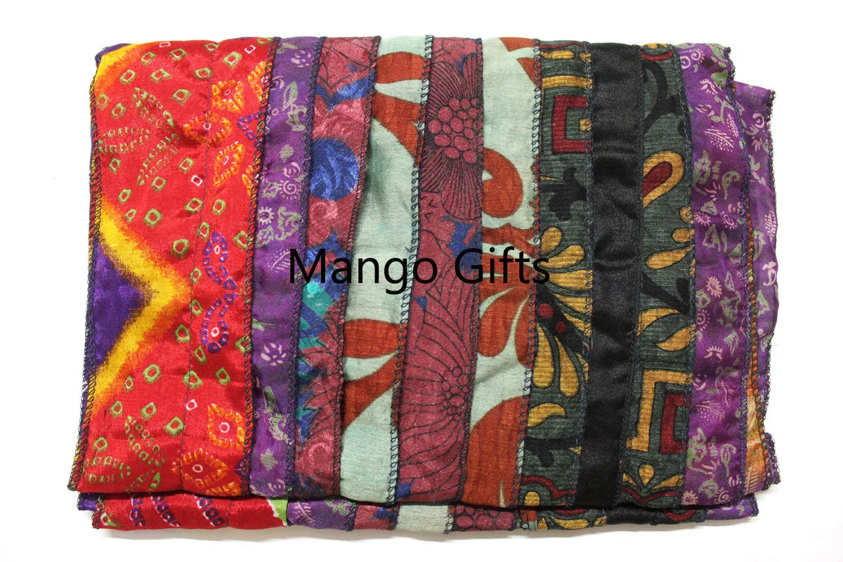 Vintage Silk Indian Sari Recycled Scarves Stole Patchwork Scarf Wholesale Lots High Quality