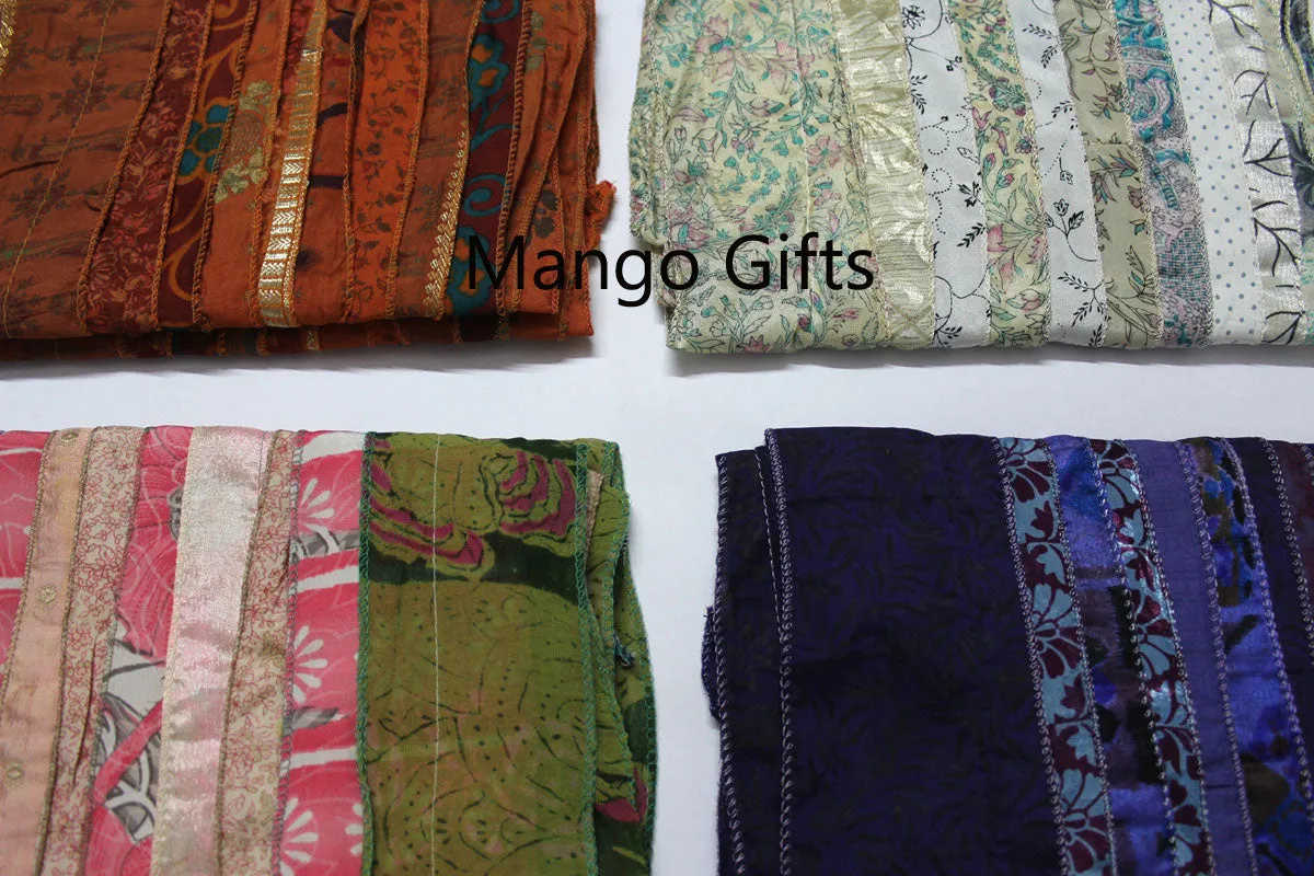 Vintage Silk Indian Sari Recycled Scarves Stole Patchwork Scarf Wholesale Lots High Quality