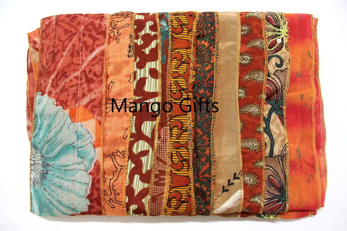 Vintage Silk Indian Sari Recycled Scarves Stole Patchwork Scarf Wholesale Lots High Quality