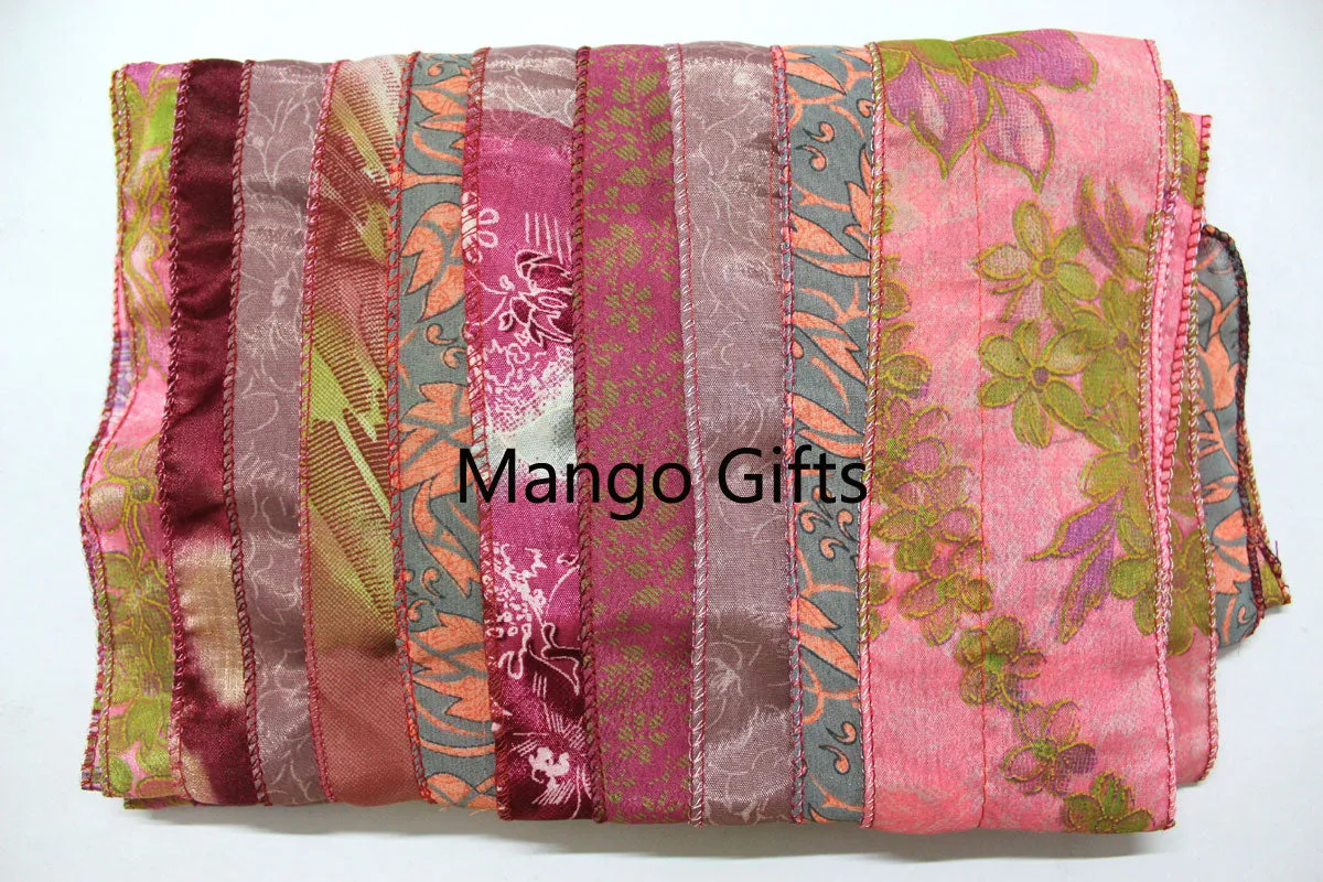 Vintage Silk Indian Sari Recycled Scarves Stole Patchwork Scarf Wholesale Lots High Quality
