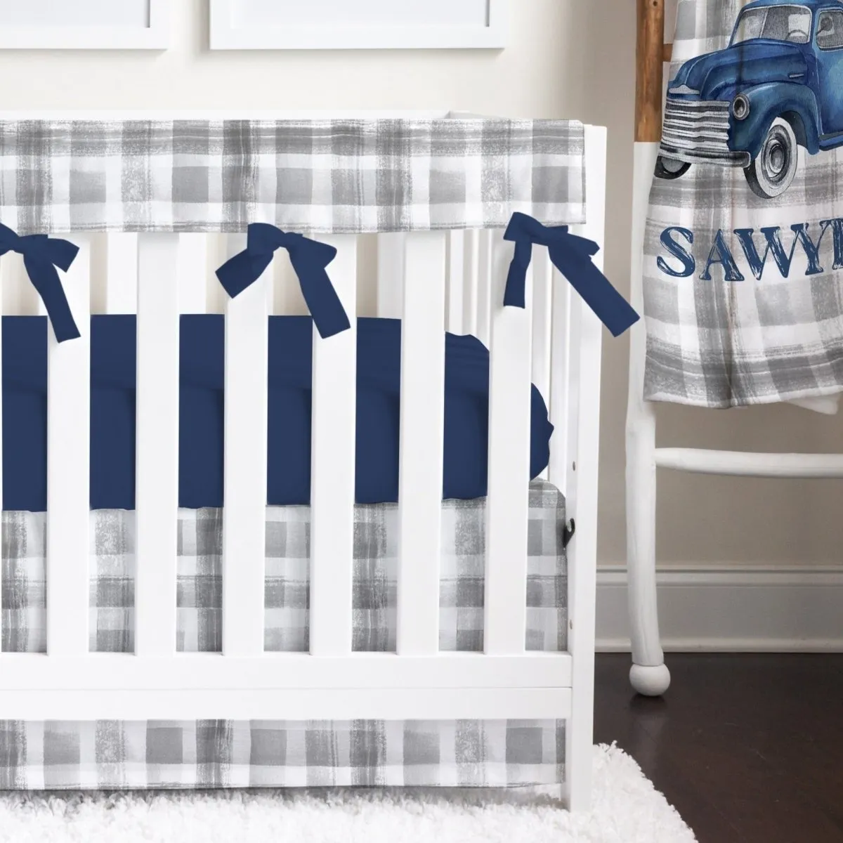 Vintage Truck Plaid Crib Skirt