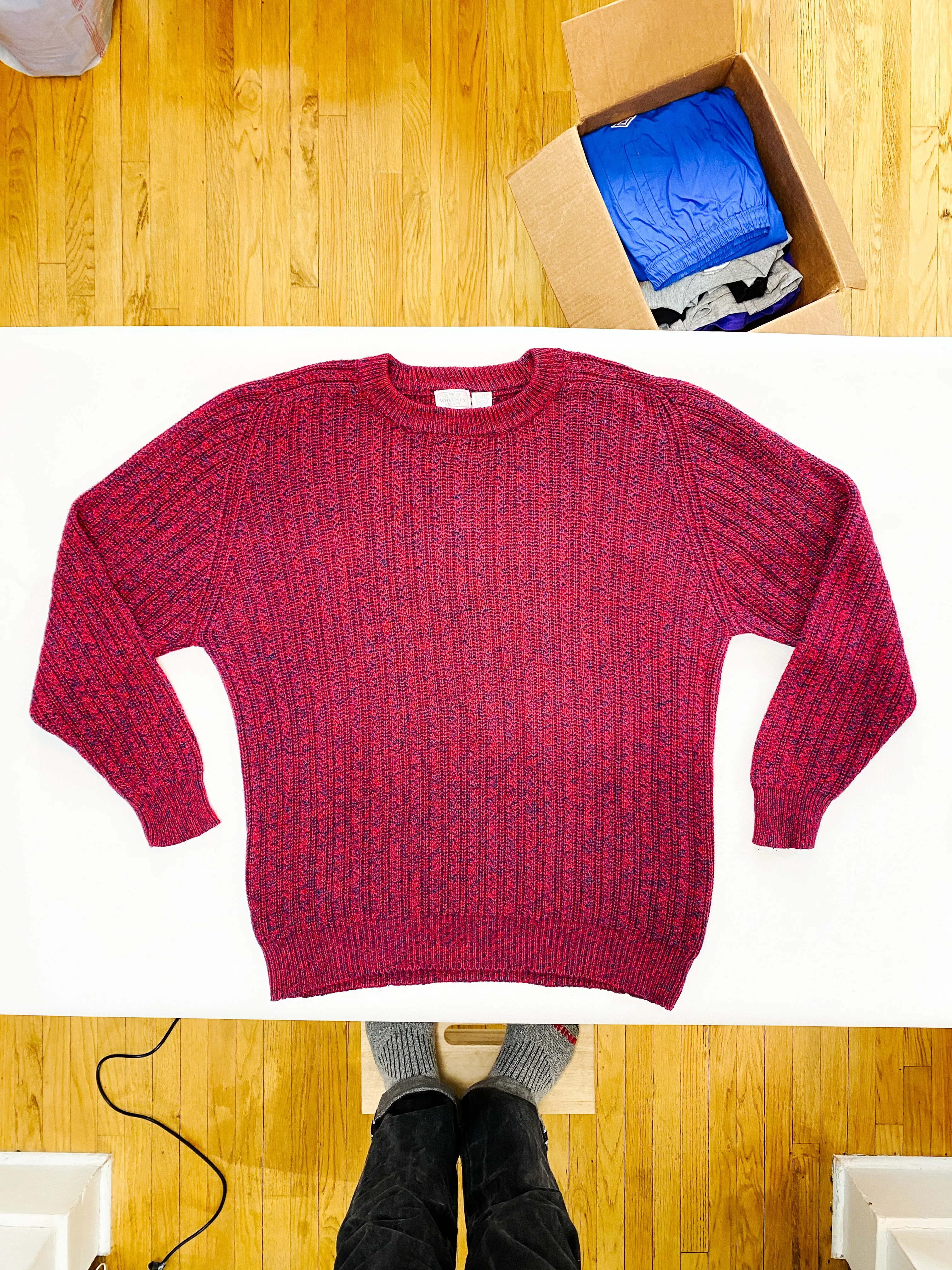 Vintage Whitney Square Red Blue Knit Sweater (XXL/Tall)