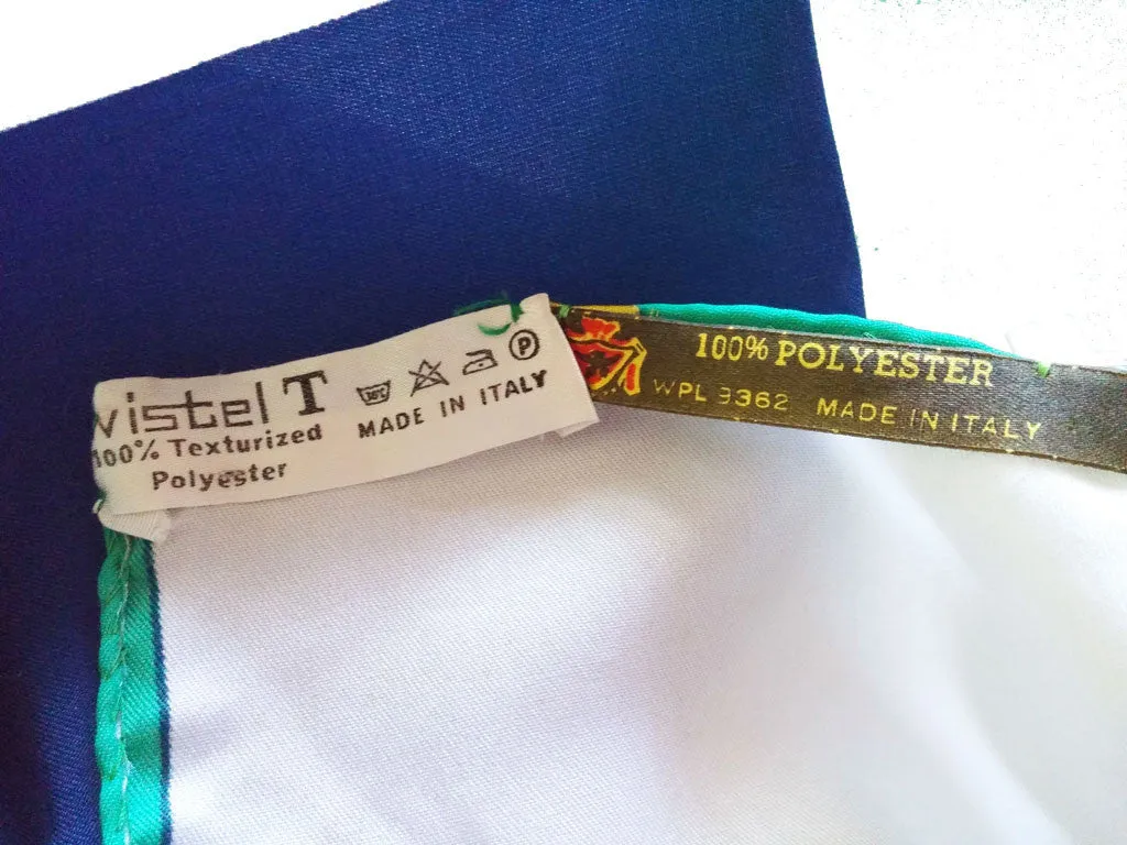 *VINTAGE WISTEL T EMERALD, NAVY & WHITE SCARF MADE IN ITALY